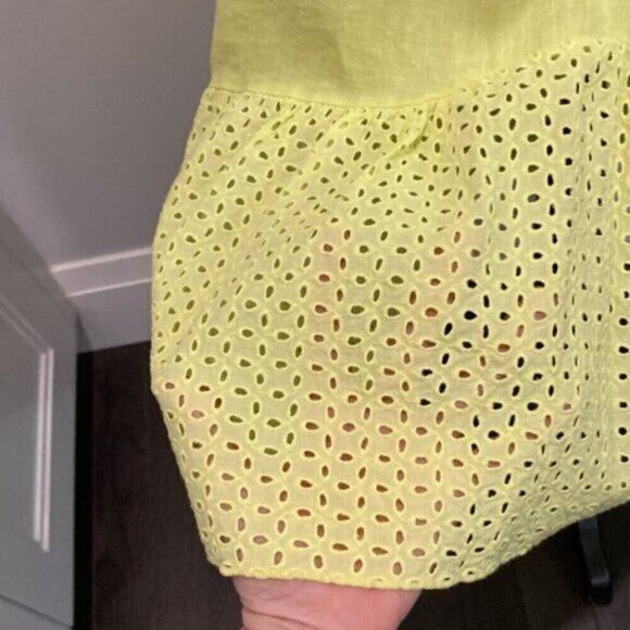 Via Signora Neon Yellow Linen Maxi Dress Medium fit - Picture 6 of 16